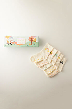 Bebek Çiftlik Temalı 5'li Kutulu Soket Çorap
