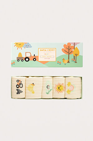 Bebek Çiftlik Temalı 5'li Kutulu Soket Çorap