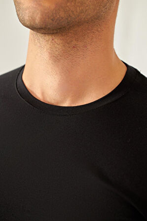 Erkek Siyah Renkli Bisiklet Yaka Tişört