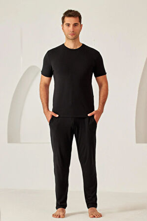 Erkek Siyah Renkli Bisiklet Yaka Tişört