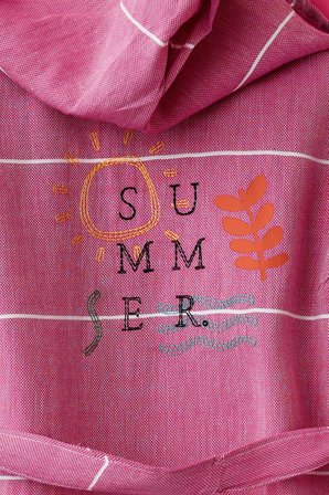 Kız Çocuk Pembe Renkli Summer Yazılı Peştemal Bornoz