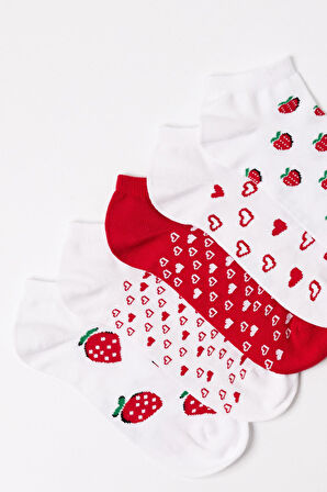 Kız Çocuk Çilek Desenli 5'li Patik Çorap