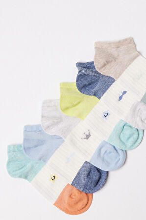 Çocuk Minik Desenli 6'lı Paket Step Çorap Çok Renkli