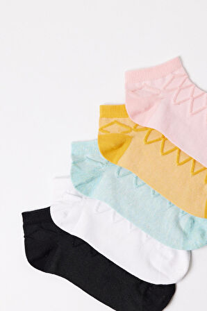 Kadın Şeritli 5'li Paket Patik Çorap