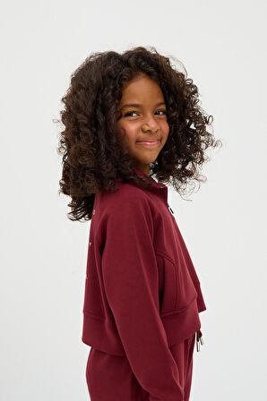 Kız Çocuk Basıc Fluffy Sweatshirt Bordo