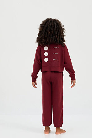 Kız Çocuk Basıc Fluffy Sweatshirt Bordo
