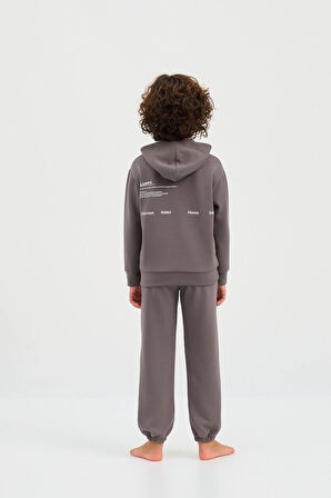 Çocuk Basıc Fluffy Lastikli Paça Eşofman Altı Koyu Gri