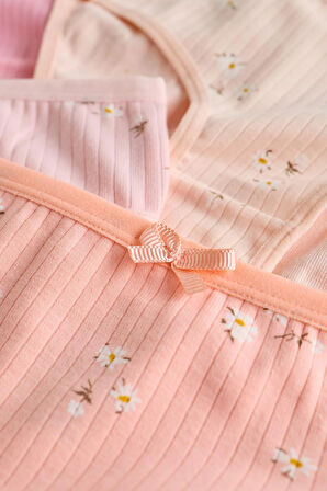 5'li Paket Çiçek Desenli Ribanalı Kız Çocuk Külot