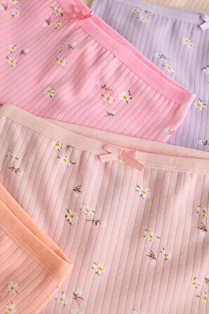 Kız Çocuk 5 li Paket  Fiyonklu Ribanalı Boxer Çok Renkli