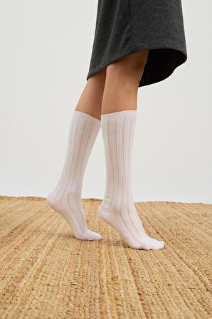 Kadın Dizaltı Çorap Beyaz