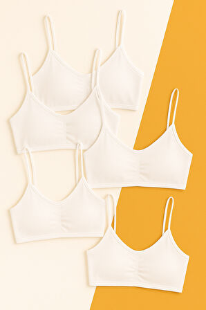 Kız Çocuk 5 li Paket Büstiyer İnce Askılı Beyaz