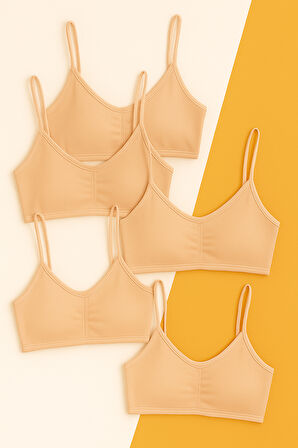 Kız Çocuk 5 li Paket Büstiyer İnce Askılı Nude