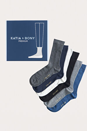 Erkek 6'lı Paket Kutulu Premium Soket Çorap Gri Mix