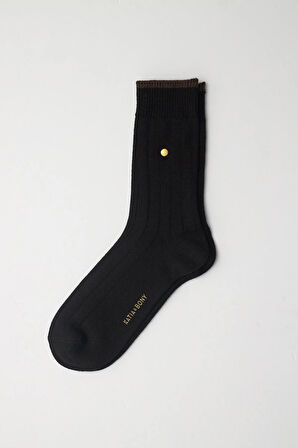 Erkek Zımbalı Ekose Soket Çorap Siyah-Kahverengi