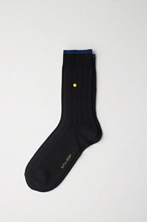 Erkek Zımbalı Ekose Soket Çorap Siyah-Lacivert