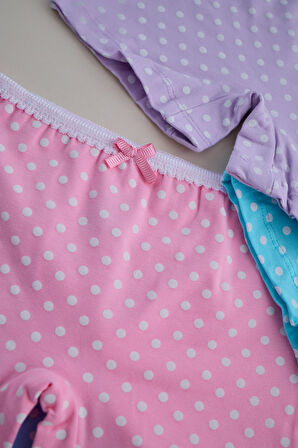 Kız Çocuk 5 li Paket  Puantiye Detaylı Boxer Çok Renkli