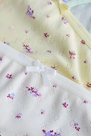 Kız Çocuk 5 li Paket Çiçek Desenli Slip Çok Renkli