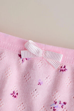 Kız Çocuk 5 li Paket Çiçek Desenli Slip Çok Renkli