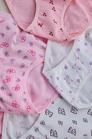 Kız Çocuk  5 li Paket Kelebek Desenli  Slip Çok Renkli