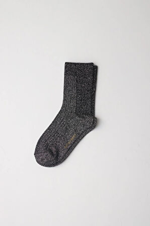 Kadın Simli Soket Çorap Siyah