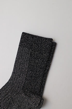 Kadın Simli Soket Çorap Siyah