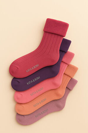 Çocuk 5'li Havlu Soket Çorap Mor Mix