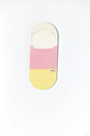 Kadın Tavşan Baskılı 3'lü Görünmez Babet Çorap Çok Renkli 