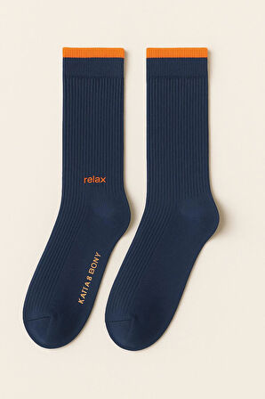 Erkek Relax Baskılı Soket Çorap Lacivert