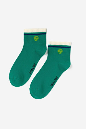 Erkek Tenis Desenli 4'lü Paket Kısa Soket Çorap