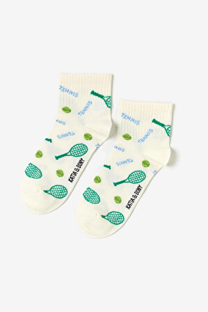 Erkek Tenis Desenli 4'lü Paket Kısa Soket Çorap