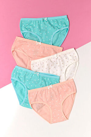 Kız Çocuk 5'li Paket Yıldız Desenli Slip Külot