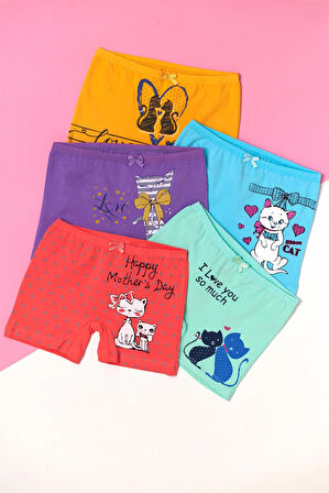 Kız Çocuk 5'li Paket Çok Renkli Boxer