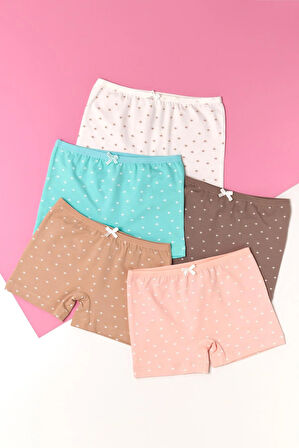 Kız Çocuk 5'li Paket Yıldız Desenli Çok Renkli Boxer