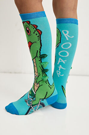 Çocuk Dinozorlu Dizaltı Çorap 