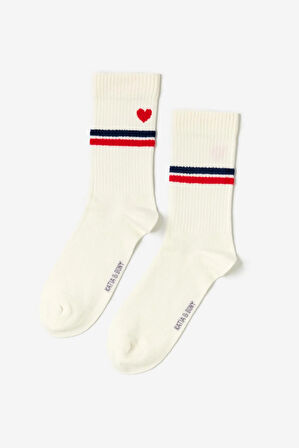 Baskılı 4'lü Paket Soket Çorap Ekru