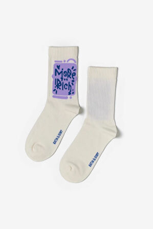 Lila Renkli Bakılı Soket Çorap