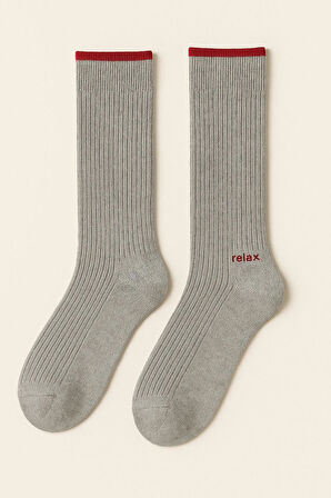 Erkek Relax Baskılı Soket Çorap Gri