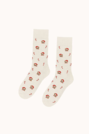 Erkek Köpekli Soket Çorap Bej Melanj