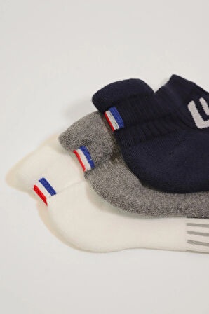 3'lü Paket Golf Unisex Step Çorap Beyaz/Lacivert/Gri