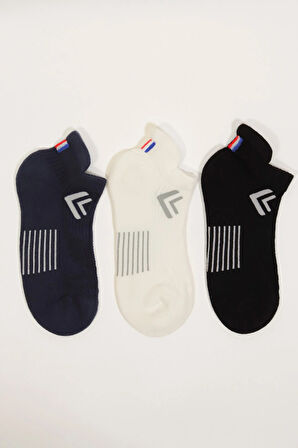 3'lü Paket Golf Unisex Step Çorap Siyah/Beyaz/Lacivert