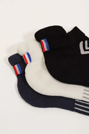 3'lü Paket Golf Unisex Step Çorap Siyah/Beyaz/Lacivert