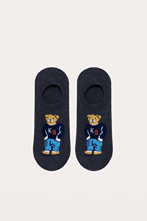 Unisex Teddy Desenli 5'li Görünmez Babet Çorap