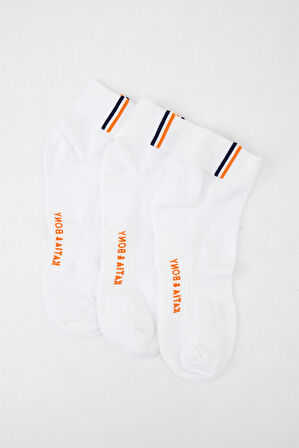 3'lü Paket Golf Unisex Step Çorap Beyaz/Beyaz/Beyaz