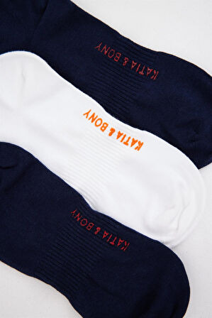 3'lü Paket Golf Unisex Step Çorap Lacivert/Lacivert/Beyaz