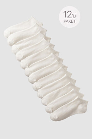 Unisex 12'li Basic Step Çorap Ekru