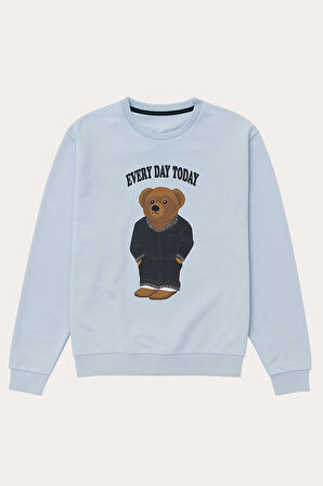 Erkek Teddy Desenli Pijama Üstü Mavi