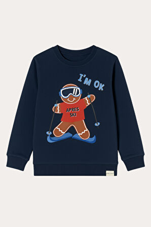 Erkek Breadman Desenli Sweatshirt Pijama Üstü Lacivert