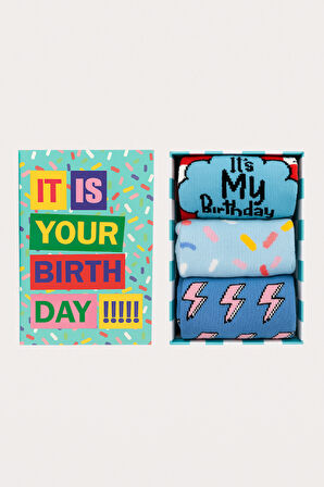 Unisex Birthday Kutulu 3'lü Soket Çorap