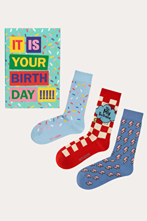 Unisex Birthday Kutulu 3'lü Soket Çorap