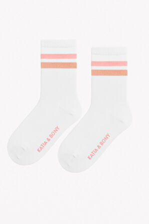 Kız Çocuk Ekose Desenli 2'li Kutulu Soket Çorap Gri/Beyaz 